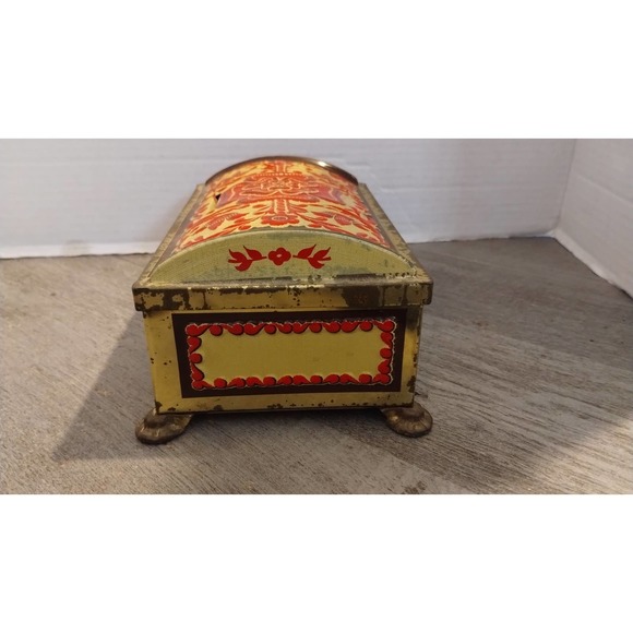 Vintage Fricke and Nacke Embossed Red & Gold Tin/Coin Bank, Western Germany - Picture 5 of 8